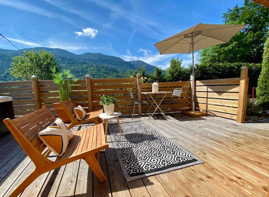 Androsace Appartement Dans Chalet Bois Avec Jacuzzi Privatif Terrasse Et Vue Montagne Les Villards-sur-Thones Ngoại thất bức ảnh